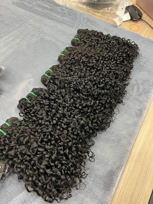 Vietnamese double drawn pixie curly bundles